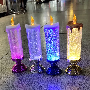 2 KS Fantasy LED Sviečka Svetlá 7-farba Gradient Crystal Elektronické Sviečky Party Atmosféru Dekorácie na Vianoce, Narodeniny