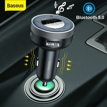 Baseus FM Tansmitter Bezdrôtový 5.0 FM Modulátor Adaptér 2.4 USB Portov, Auto Nabíjačka, Handsfree AUX Disk, MP3 Prehrávač