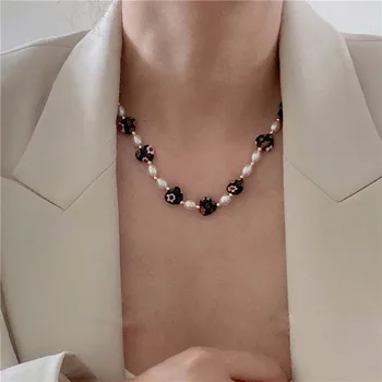 Čierne Srdce-tvarované Sklo Perlový Náhrdelník Európe, Spojených Štátoch Temperamentu Osobnosti Fashion Reťazca Clavicle Ms Dievča Šperky