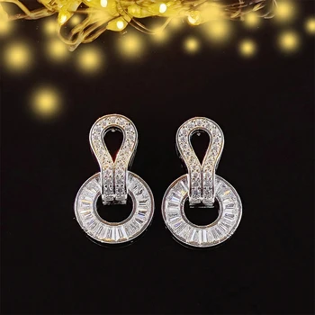 2023 Nové Luxusné Halo strieborná farba kórejský Earings pre Ženy Výročie Darček Šperky Veľkoobchod E6759