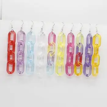 Kórejský jednoduché temperament prehnané candy farby akrylové reťazca náušnice dlhý strapec dámske náušnice