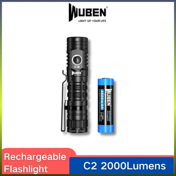 WUBEN C2 Nabíjateľná Baterka 2000Lumens Lúč hodiť 358Meters s 21700 Batéria S Výkonom Bankových LED Troch Svietidla
