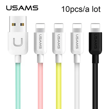 USAMS 10pcs 1m 2A Farebné Osvetlenie Typ C Micro USB Mobilný Telefón Kábel Pre iPhone, iPad Huawei Xiao Samsung Základné Nabíjací Kábel