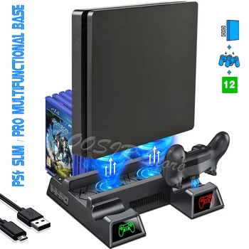 PS4 Slim Play Station 4 PRO Chladiaci Stojan S 2 Tlačítkový Nabíjací Dok 12 Video Hry Podporu pre Playstation 4 S Príslušenstvo