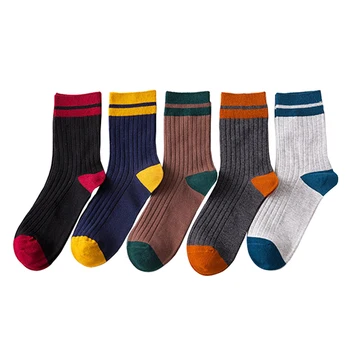 5Pairs/Veľa Kvalitných Bežné Obchodné Bavlnené Ponožky Módne Elastické Ponožky Na Jar Jeseň Muž Priedušné Ponožky Pre Muža, Darčeky