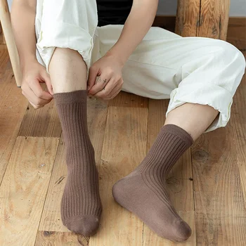 Vysoká Kvalita Pletenie Bavlna Pánske Ponožky Bežné Pevné Priedušná Dlhé Ponožky Módne Čierna Biela Šedá Obchodné Muž Muž Posádky Ponožky