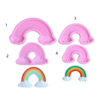 3D Rainbow, Silikónové Formy Detská Narodeninová Párty Cake Zdobenie Nástroje Fondant Plesne Čokoládové Cukrovinky Gumpaste Formy Formy na Pečenie