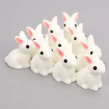 10 Ks Veľkonočný Zajačik Miniatúrne Hare Figúrka Živice Plavidlá Mini Králik Záhrada Ornament Micro Krajiny Príslušenstvo Cake Decoration 